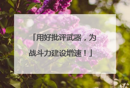 用好批评武器，为战斗力建设增速！