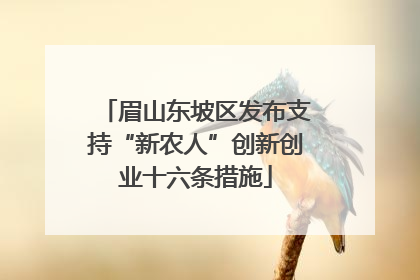 眉山东坡区发布支持“新农人”创新创业十六条措施