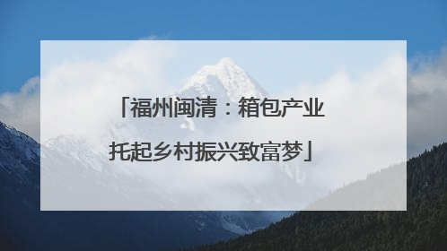 福州闽清：箱包产业托起乡村振兴致富梦