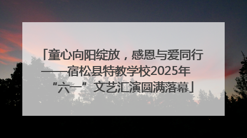 童心向阳绽放，感恩与爱同行——宿松县特教学校2025年“六一”文艺汇演圆满落幕