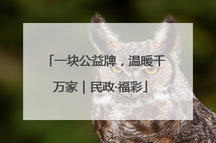 一块公益牌，温暖千万家｜民政·福彩