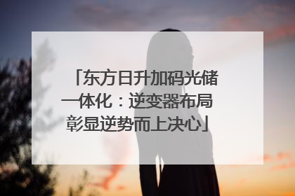 东方日升加码光储一体化：逆变器布局彰显逆势而上决心