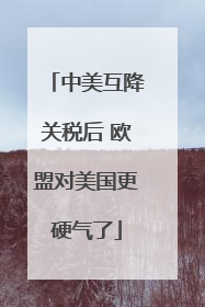 中美互降关税后 欧盟对美国更硬气了