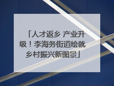 人才返乡 产业升级！李海务街道绘就乡村振兴新图景