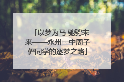 以梦为马 驰骋未来——永州一中周子俨同学的逐梦之路