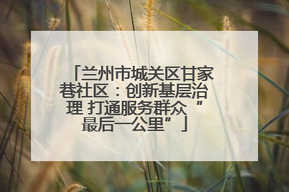 兰州市城关区甘家巷社区：创新基层治理 打通服务群众“最后一公里”