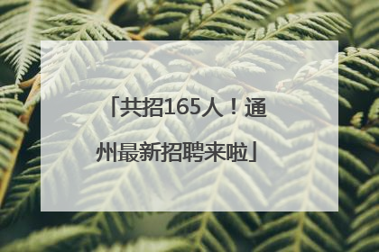 共招165人！通州最新招聘来啦