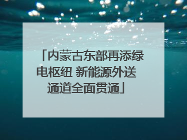内蒙古东部再添绿电枢纽 新能源外送通道全面贯通