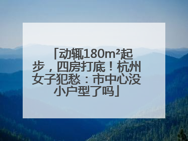 动辄180m²起步，四房打底！杭州女子犯愁：市中心没小户型了吗