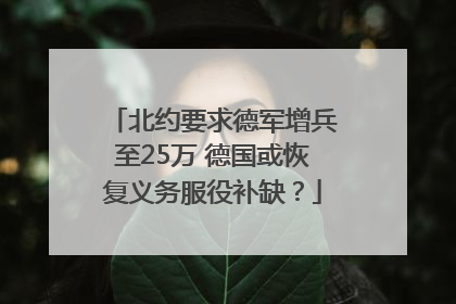 北约要求德军增兵至25万 德国或恢复义务服役补缺？