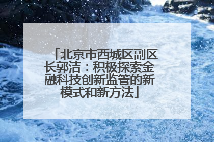 北京市西城区副区长郭洁：积极探索金融科技创新监管的新模式和新方法