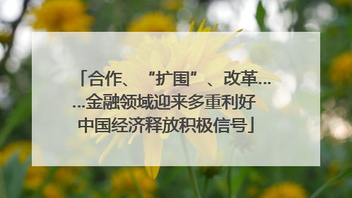 合作、“扩围”、改革……金融领域迎来多重利好 中国经济释放积极信号