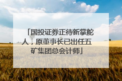 国投证券正待新掌舵人，原董事长已出任五矿集团总会计师