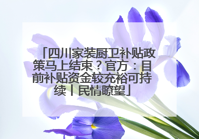 四川家装厨卫补贴政策马上结束？官方：目前补贴资金较充裕可持续丨民情瞭望