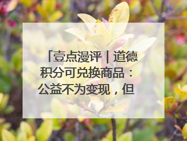 壹点漫评｜道德积分可兑换商品：公益不为变现，但需要更多鼓励