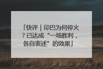 快评｜印巴为何停火？已达成“一场胜利，各自表述”的效果