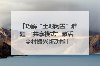 巧解“土地闲置”难题 “共享模式”激活乡村振兴新动能