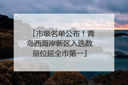 市级名单公布！青岛西海岸新区入选数量位居全市第一