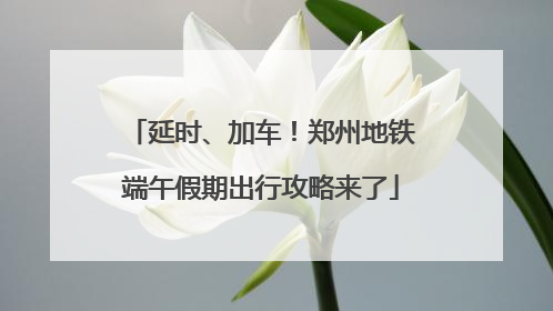 延时、加车！郑州地铁端午假期出行攻略来了