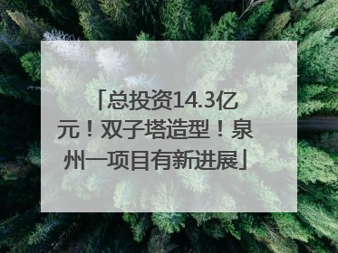 总投资14.3亿元！双子塔造型！泉州一项目有新进展