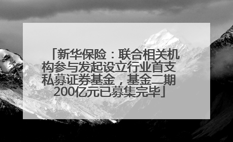 新华保险：联合相关机构参与发起设立行业首支私募证券基金，基金二期200亿元已募集完毕