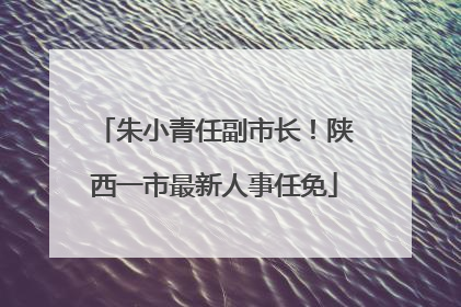 朱小青任副市长！陕西一市最新人事任免
