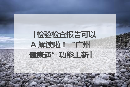 检验检查报告可以AI解读啦！“广州健康通”功能上新