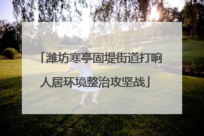 潍坊寒亭固堤街道打响人居环境整治攻坚战