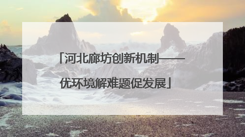 河北廊坊创新机制——优环境解难题促发展