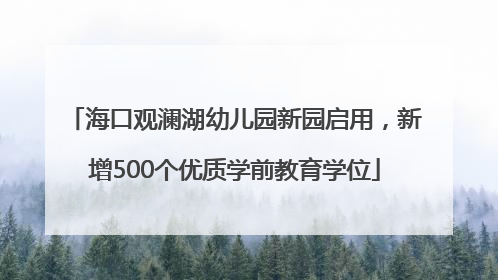 海口观澜湖幼儿园新园启用，新增500个优质学前教育学位