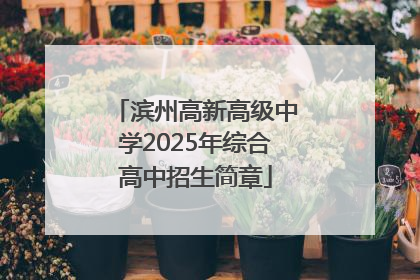 滨州高新高级中学2025年综合高中招生简章
