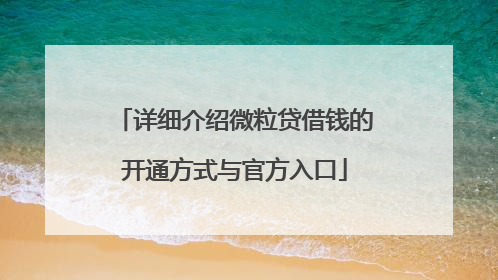详细介绍微粒贷借钱的开通方式与官方入口