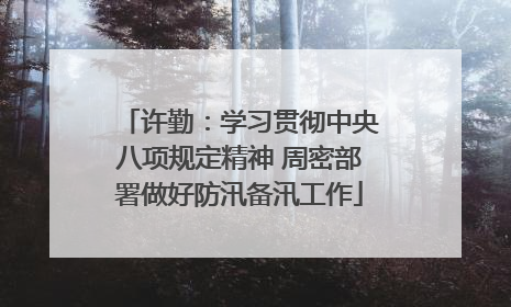 许勤：学习贯彻中央八项规定精神 周密部署做好防汛备汛工作