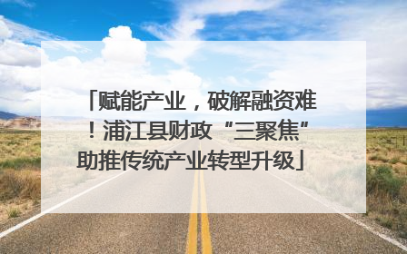 赋能产业，破解融资难！浦江县财政“三聚焦”助推传统产业转型升级