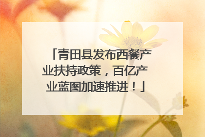 青田县发布西餐产业扶持政策，百亿产业蓝图加速推进！