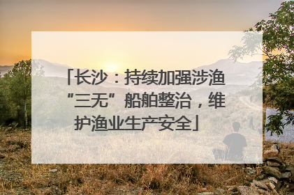 长沙：持续加强涉渔“三无”船舶整治，维护渔业生产安全