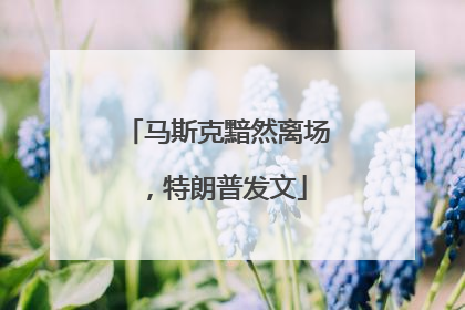 马斯克黯然离场，特朗普发文
