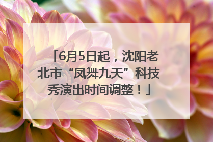 6月5日起，沈阳老北市“凤舞九天”科技秀演出时间调整！